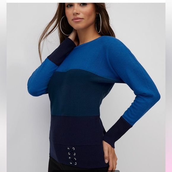 💜NWT NY&CO Plus Dolman Lace up Sweater in Purple, Size XXL - Picture 2 of 4